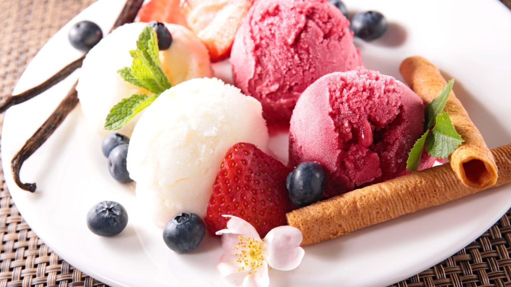 A plate of ice cream made with natural colors