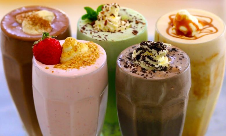 Five different flavoured shakes at home, ready to enjoy