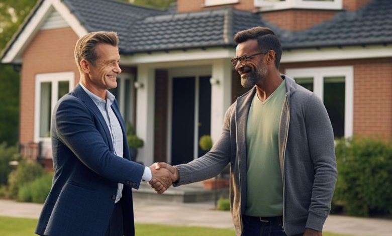 Two men shaking hands after a successful purchasing of an investment property