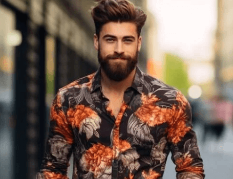 299 Rs Only Flower Style Casual Men Shirt Long Sleeve Thesparkshop